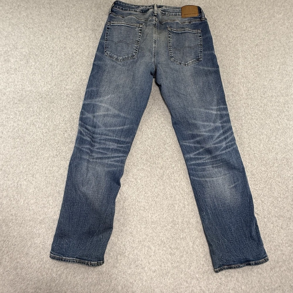 American Eagle Jeans Mens 31x32 Blue Airflex Athletic Stretch Faded Whiskered - Picture 3 of 12